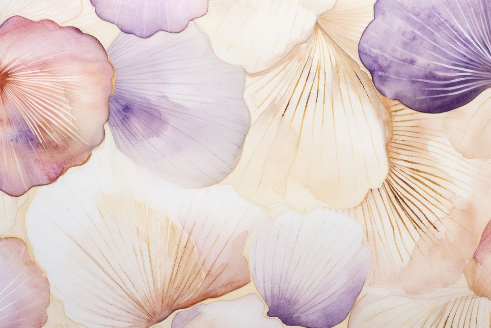 Sea shells watercolor background backgrounds petal art.