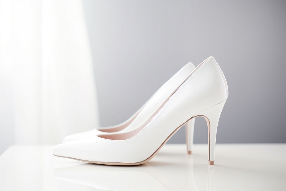 High heels footwear white shoe.