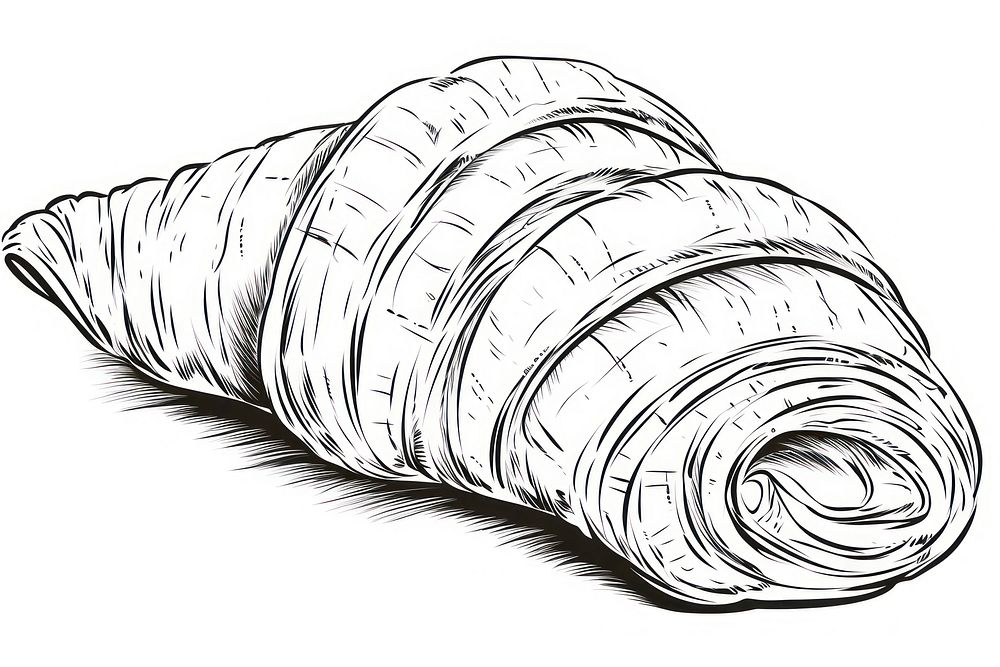 Croissant outline sketch drawing viennoiserie invertebrate.