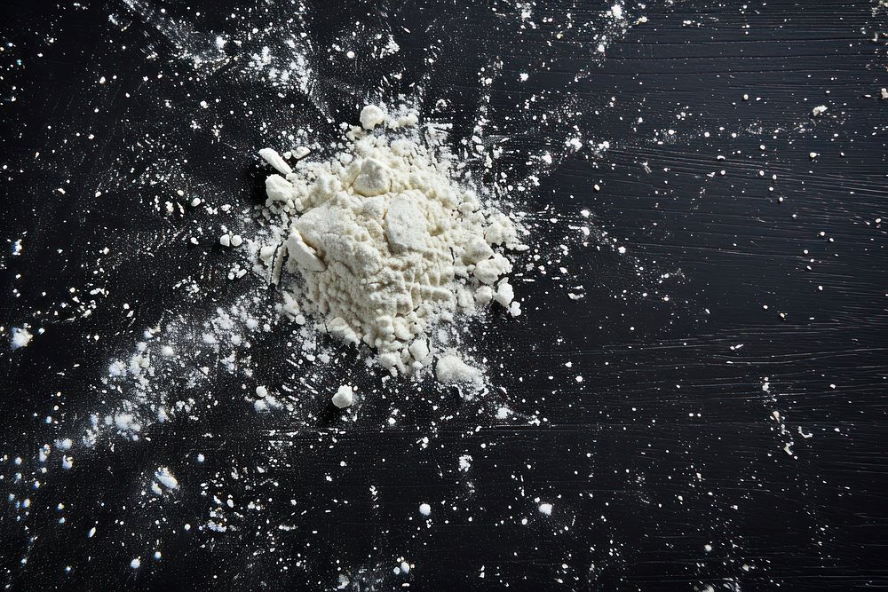 Powder on black flour backgrounds ingredient.