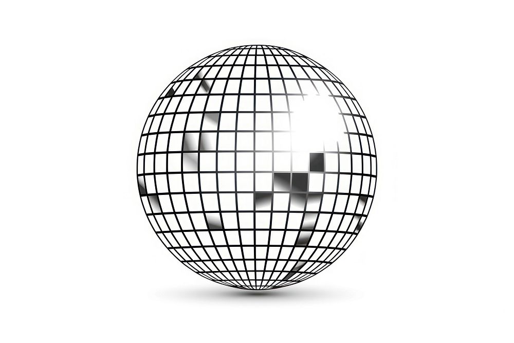 Disco ball outline sketch sphere white background technology.