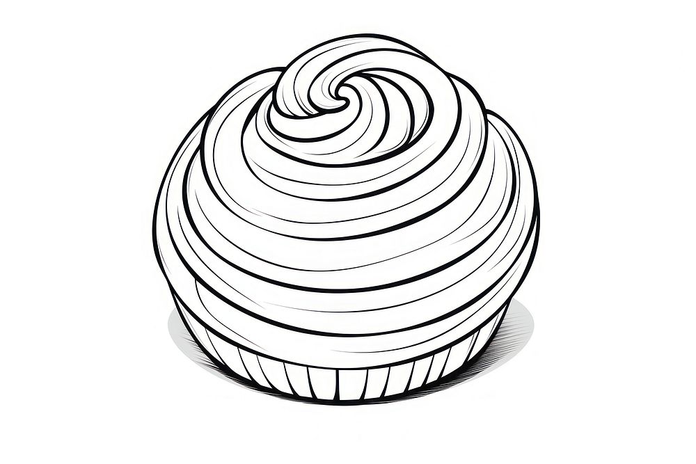 Donut outline sketch dessert spiral cream.