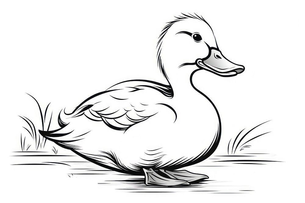 Duck outline sketch animal goose white.