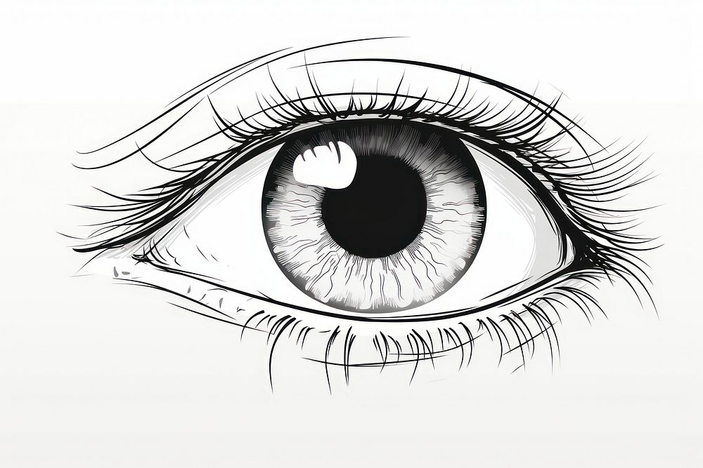 Eye outline sketch drawing white illustrated.