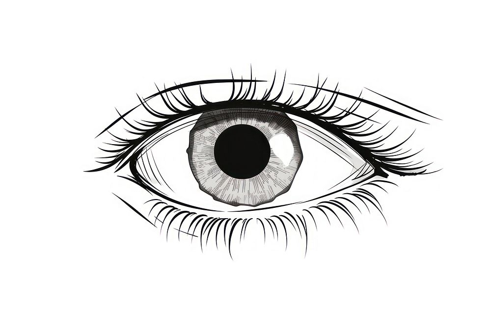Eye outline sketch drawing white white background.
