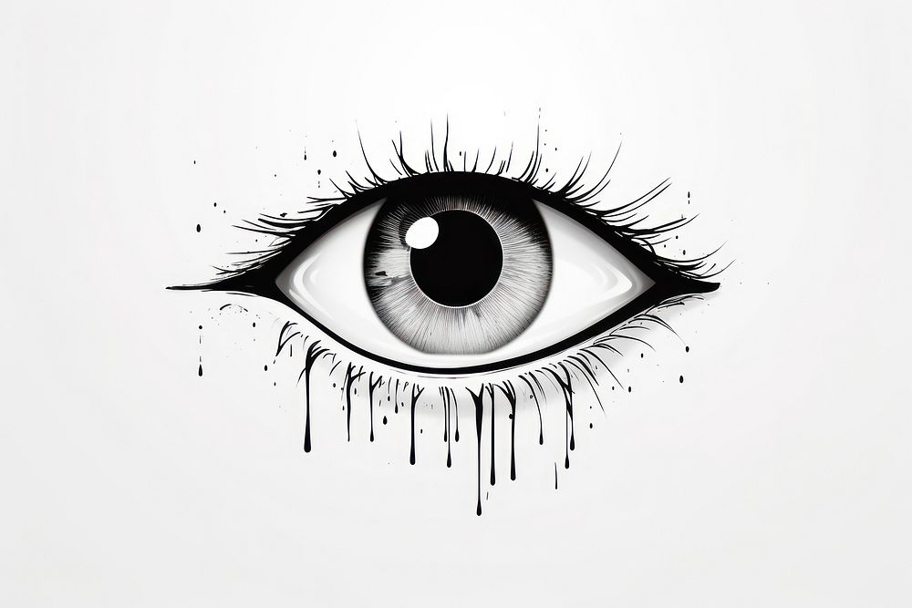 Eye outline sketch drawing illustrated monochrome.
