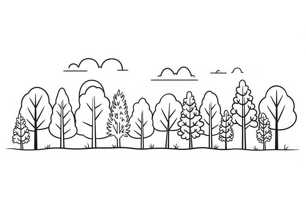 Forest outline sketch drawing doodle plant.