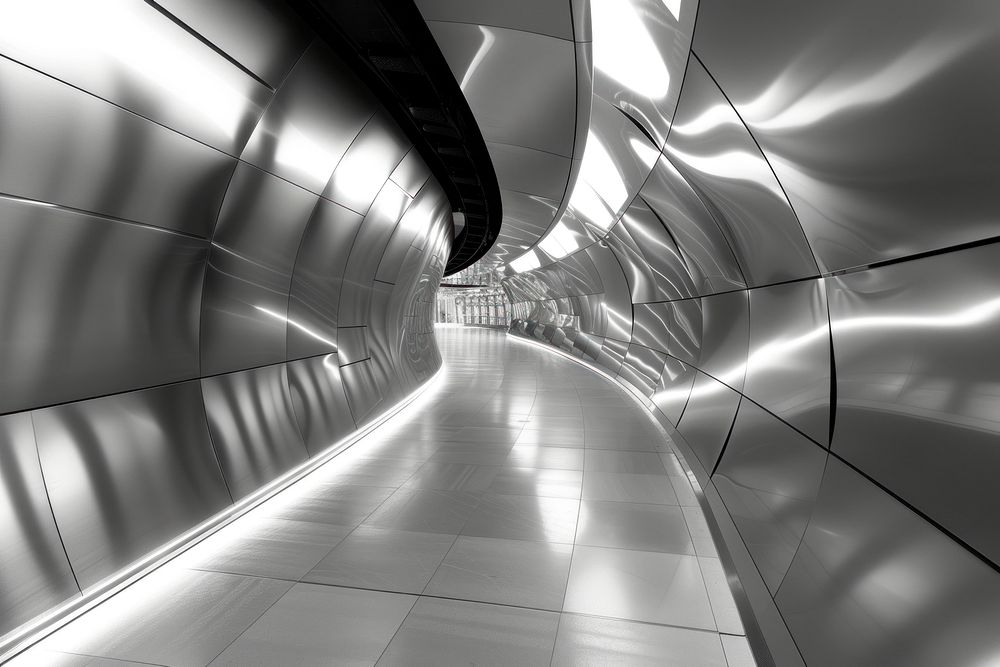 Futuristic office corridor architecture futuristic tunnel.