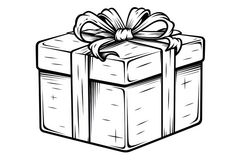 Gift box outline sketch celebration monochrome letterbox.