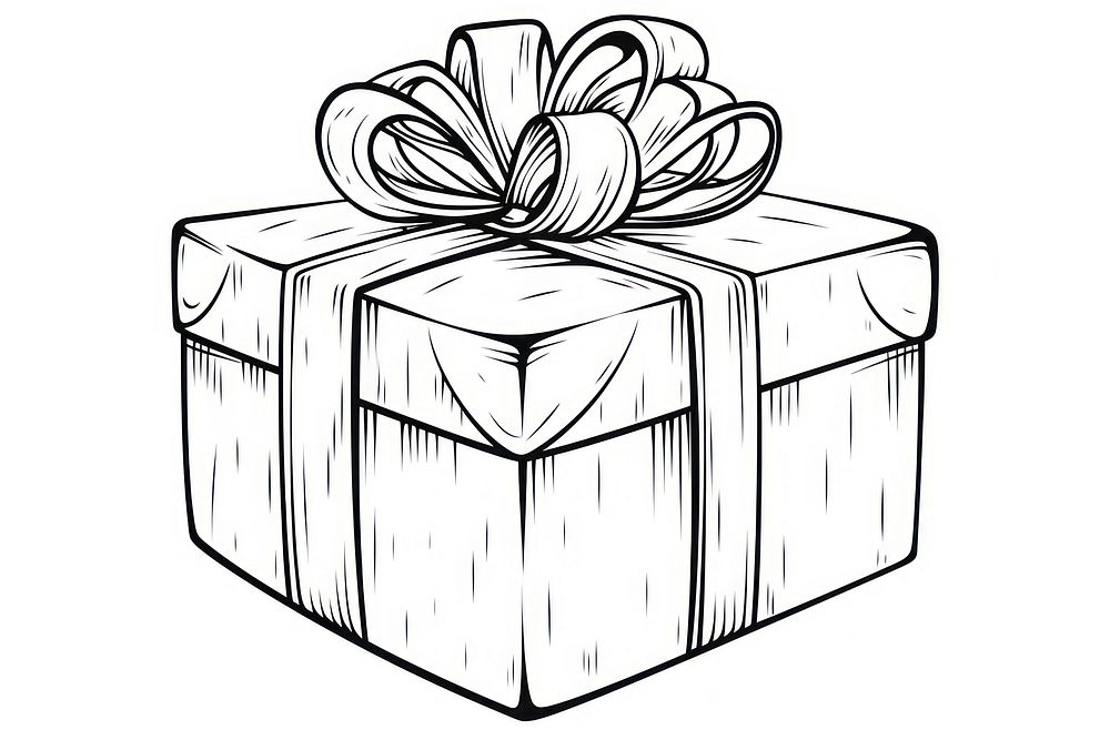 Gift box outline sketch celebration decoration monochrome.