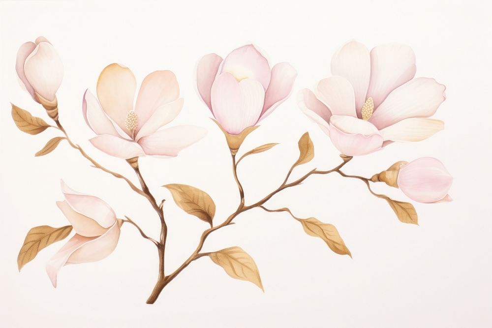 Magnolias watercolor background blossom flower petal.