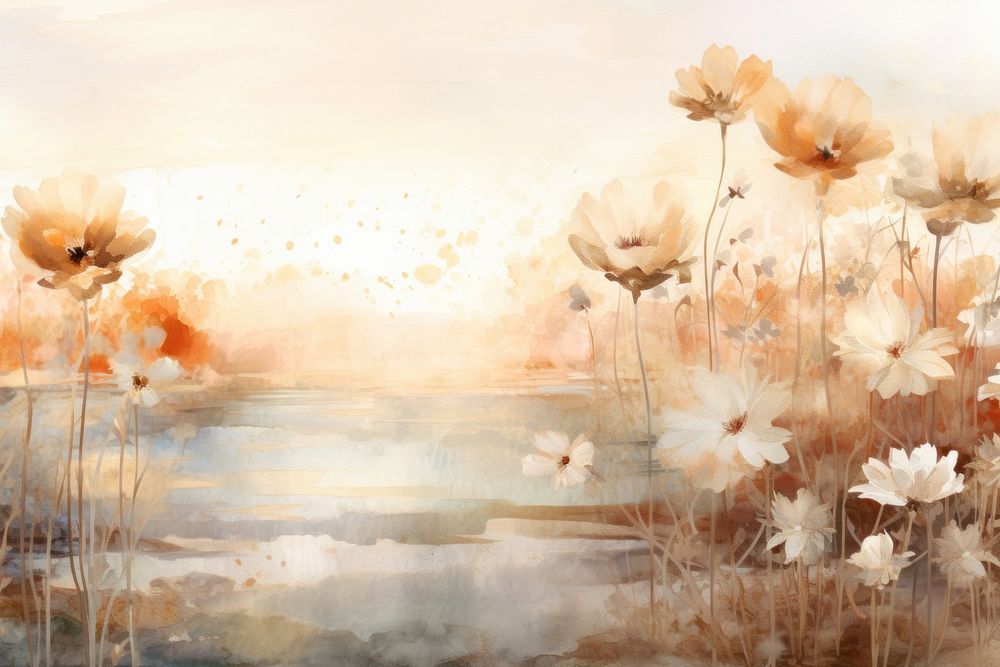 Flower field pier watercolor background painting backgrounds outdoors.