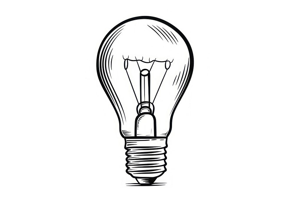 Light bulb outline sketch lightbulb white background electricity.