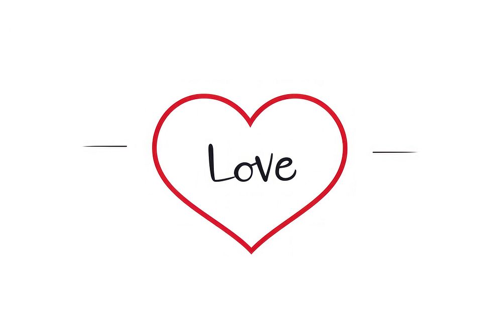 Love outline sketch symbol white heart.