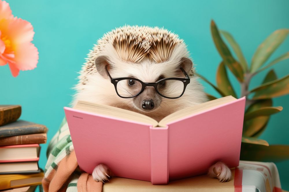 Hedgehog reading publication mammal animal.