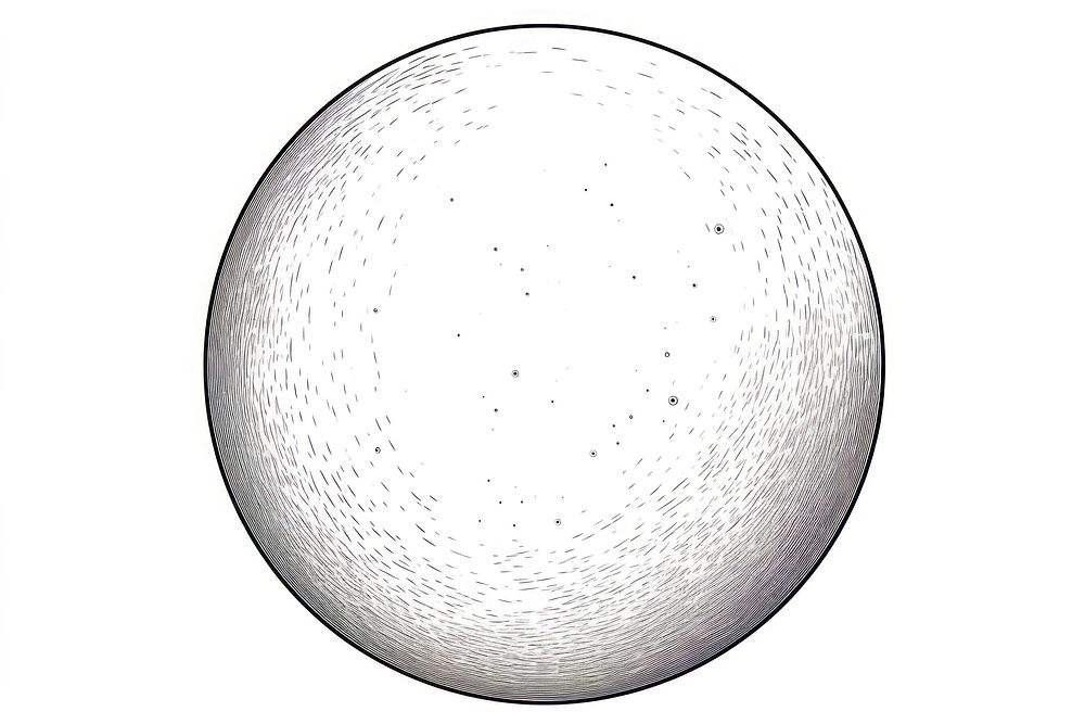 Moon outline sketch sphere white background astronomy.