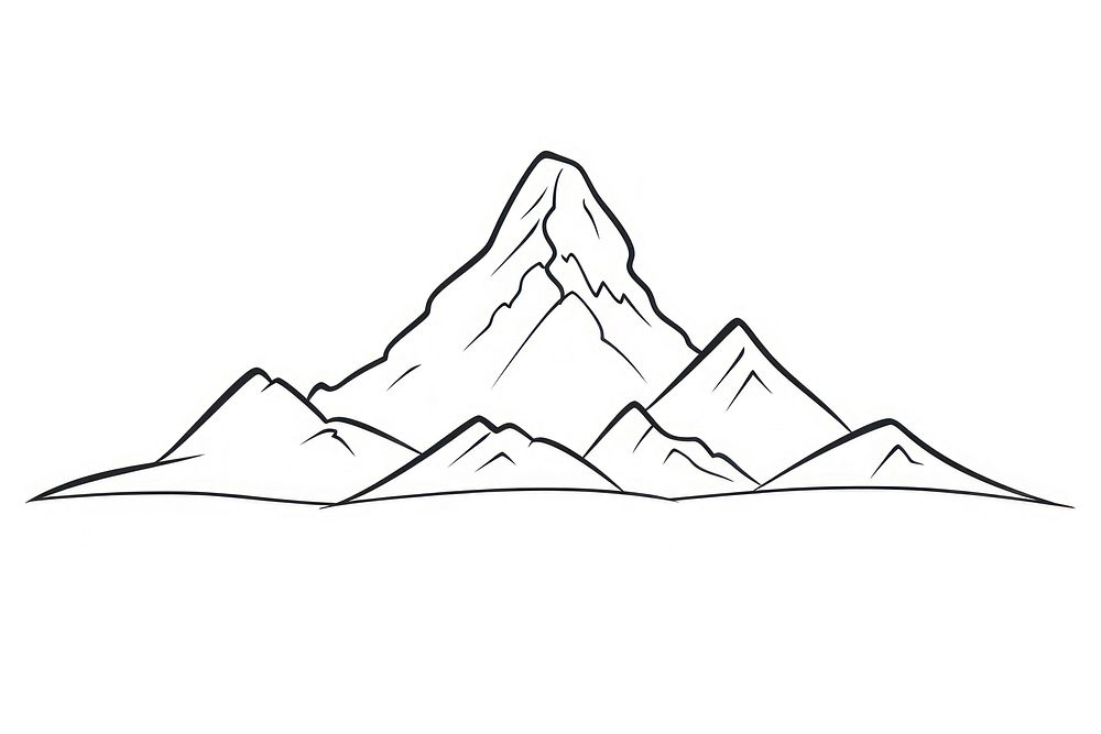 Mountain outline sketch drawing nature white.