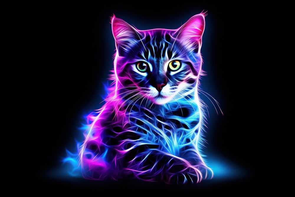 Cat light neon animal.