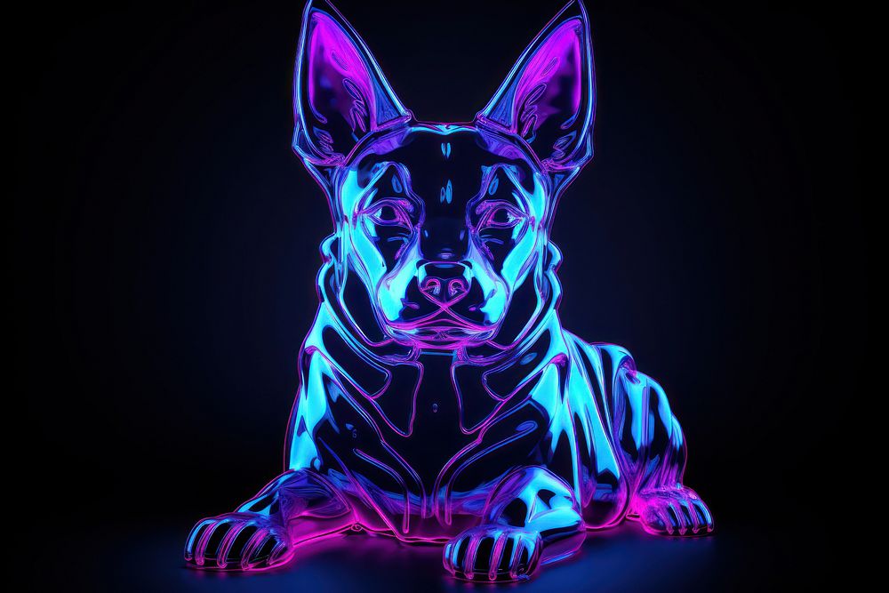 Dog light neon animal.