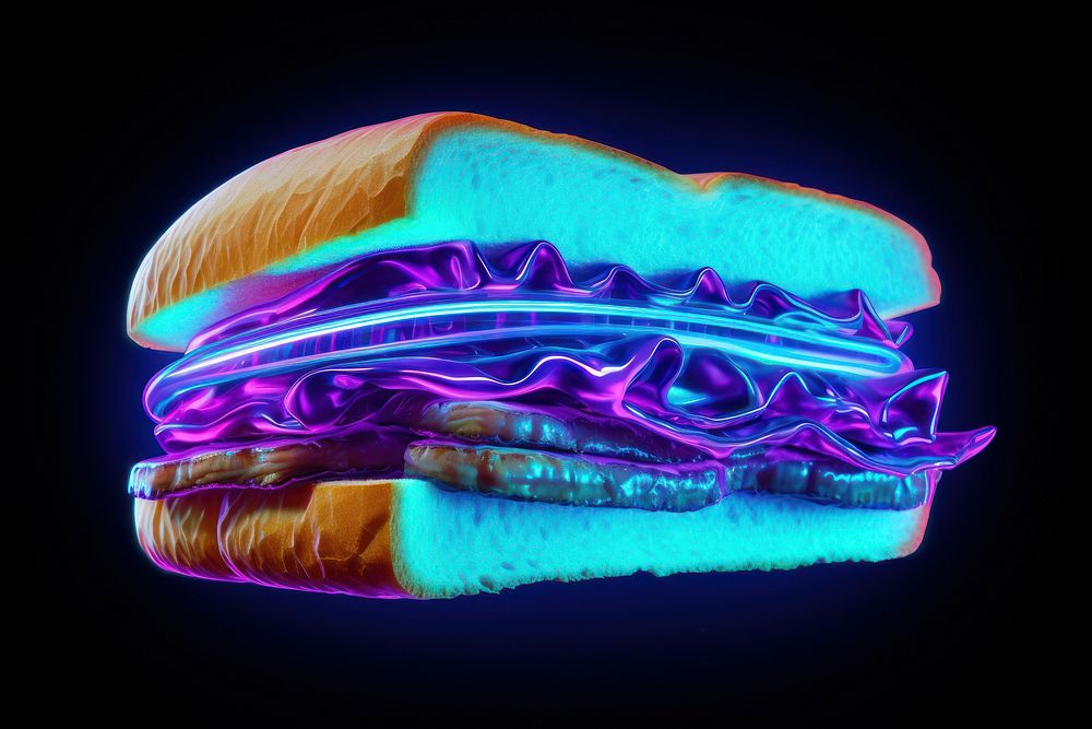 Sandwich food neon illuminated.
