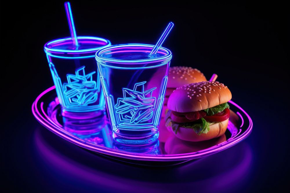 Snack neon light food.