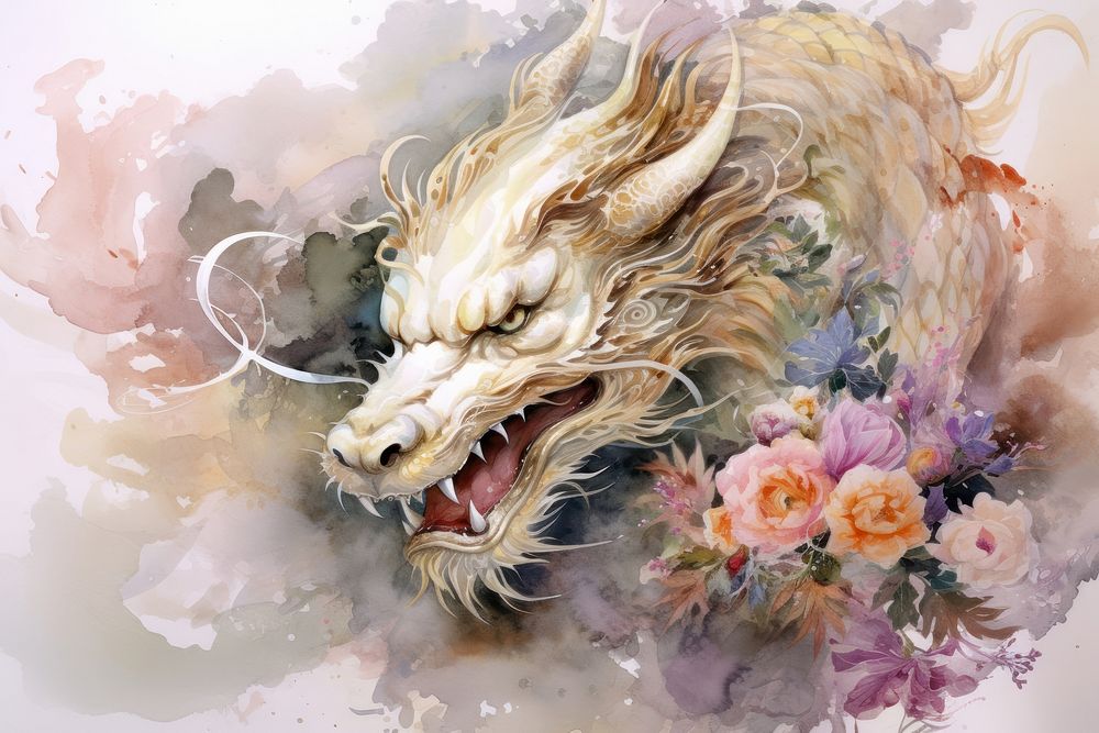 Painting flower dragon art.