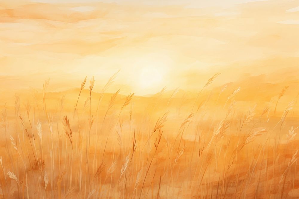 Wheat field watercolor background painting backgrounds outdoors.