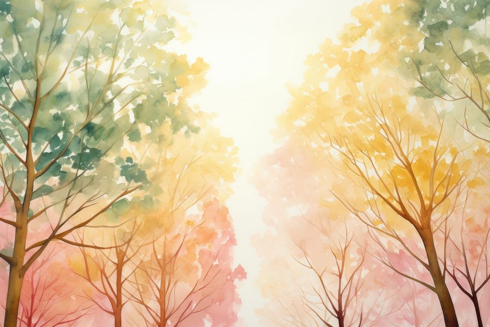 Trees watercolor background painting backgrounds sunlight.