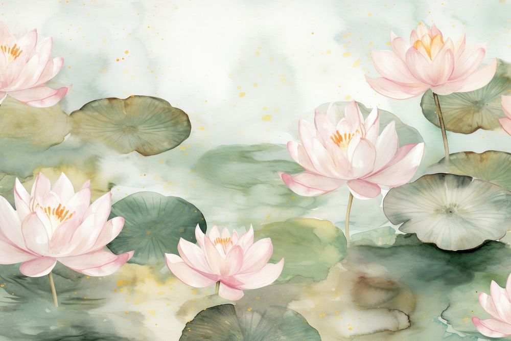 Water lilies watercolor background backgrounds painting flower.