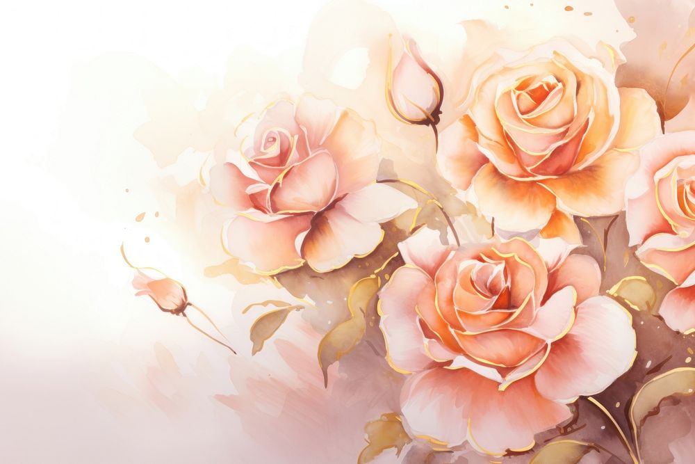 Roses watercolor background painting pattern flower.