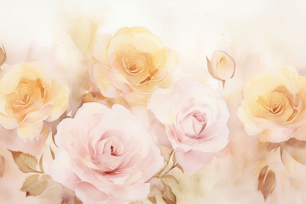 Roses watercolor background backgrounds painting pattern.