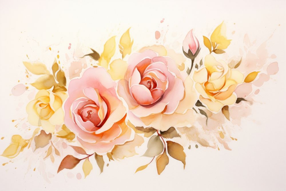 Roses watercolor background painting pattern flower.
