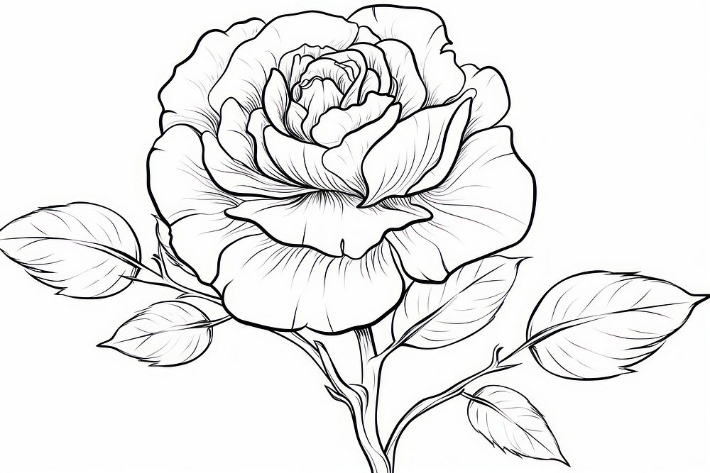 Peony outline sketch drawing flower plant.