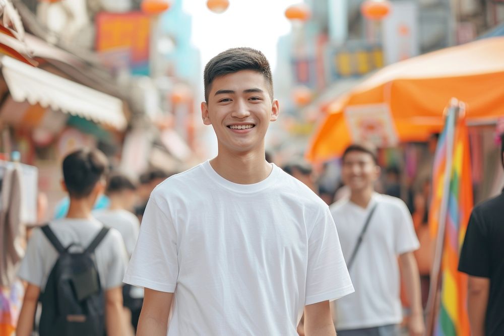 Taiwan teen men standing smiling portrait pride smile.