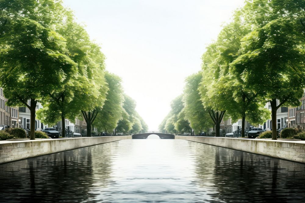 Modern canal nature architecture landscape.