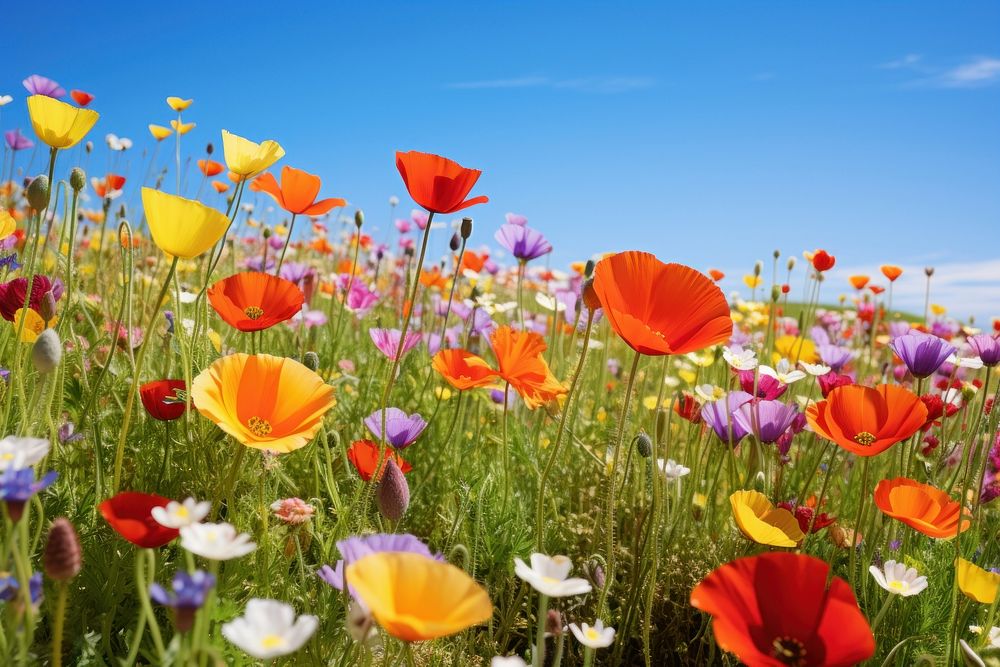 California flower meadow landscape nature backgrounds.