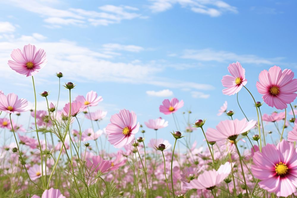 Cosmos field landscape nature backgrounds.