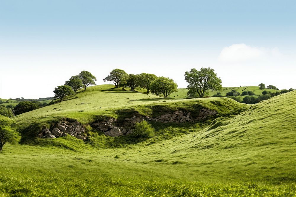 English countryside hill terrain landscape nature grassland.