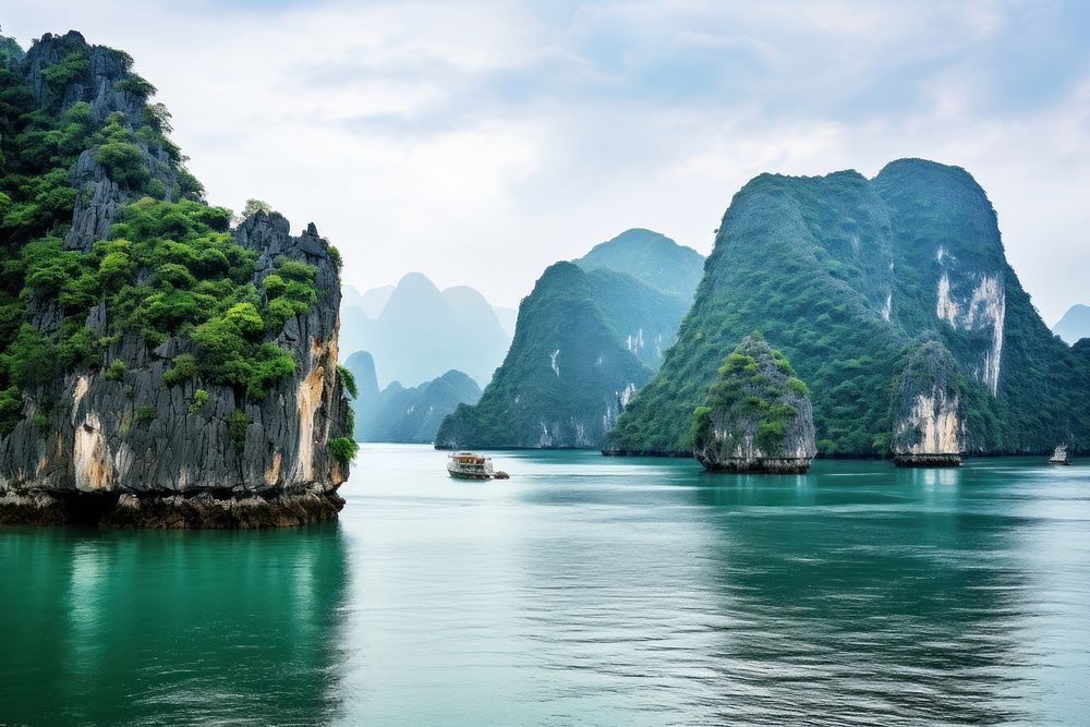 Halong bay landscape nature panoramic outdoors.