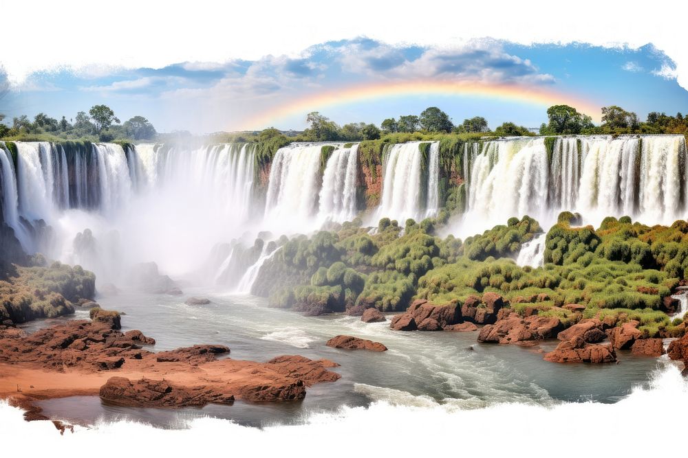 Iguazu falls landscape nature waterfall outdoors.