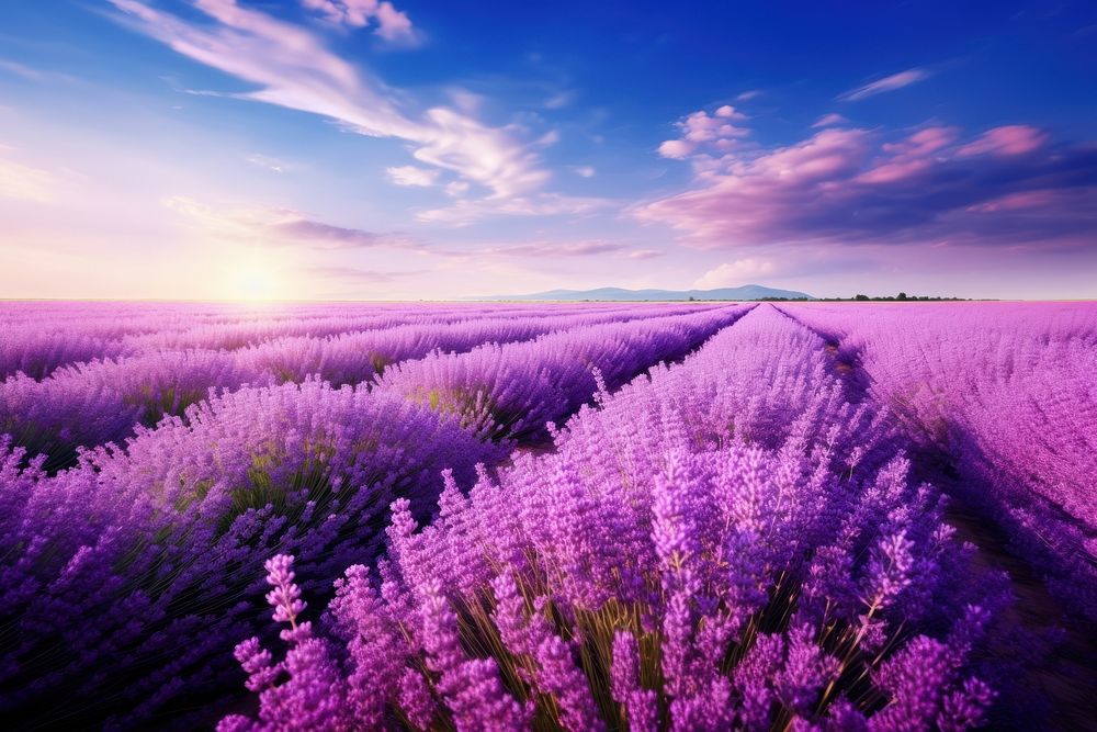 Lavender field landscape nature backgrounds.