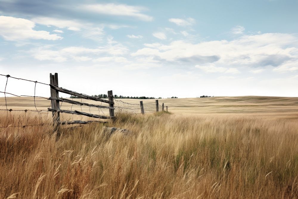 Prairie field landscape nature fence.