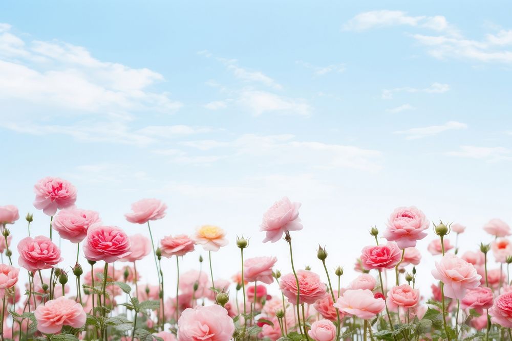 Rose flower field nature backgrounds outdoors.