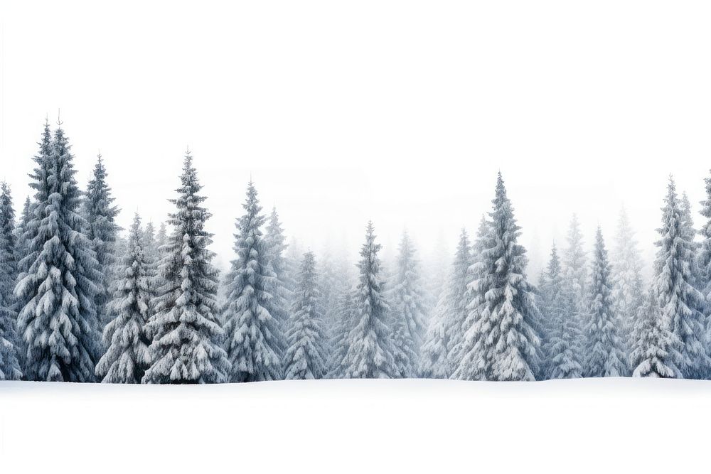 Snowy pine trees nature landscape outdoors.