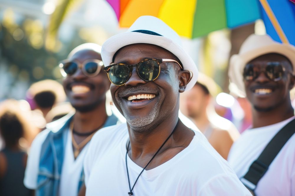 African middle age men standing smiling portrait photography sunglasses.