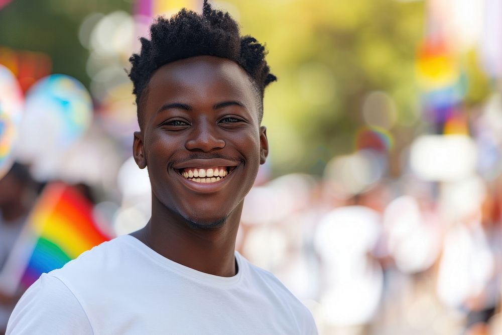 African teen men standing smiling portrait smile individuality.