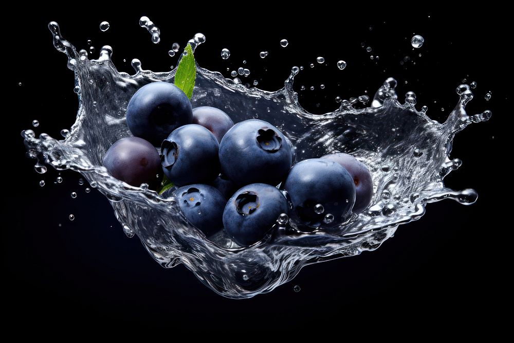 Blueberry with splash fruit plant food.