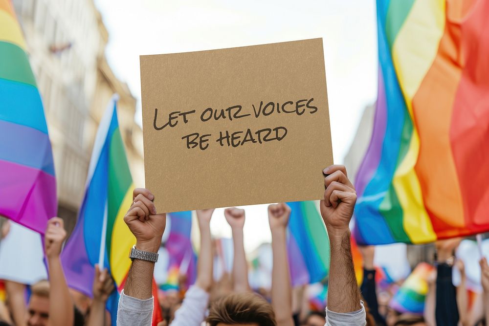 LGBTQ+ parade sign mockup psd