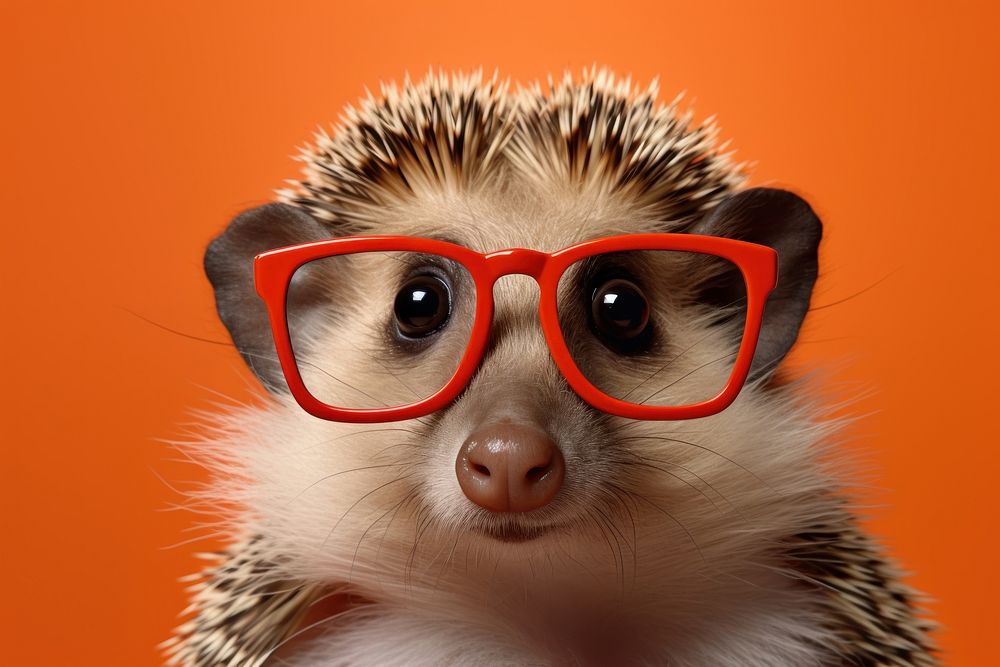 Confused hedgehog glasses animal mammal.