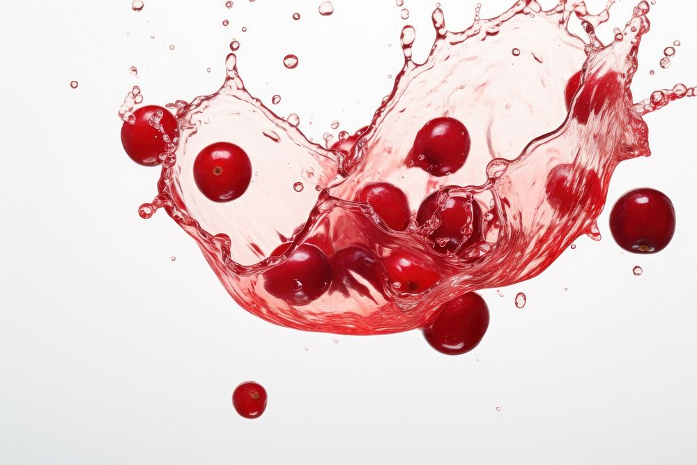 Cranberry with splash falling refreshment splattered.